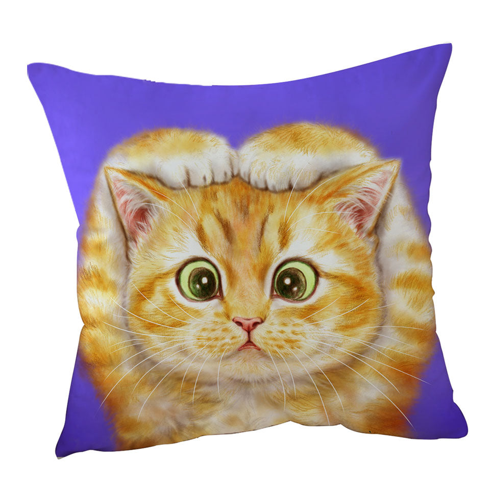 Funny Cats Throw Pillow Cover Drawings Cute Ginger Kitty