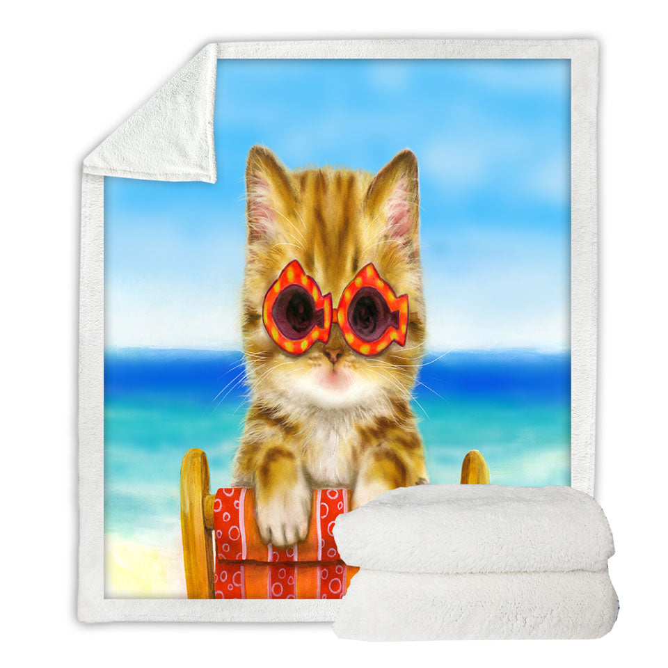 Funny Cats Throws Ginger Tabby Kitten at the Beach