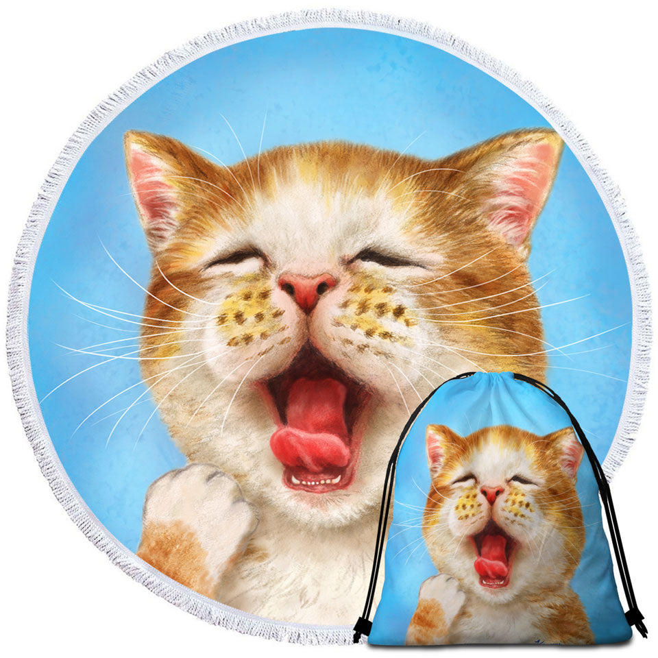 Funny Cats Travel Beach Towel Sleepy Kitten