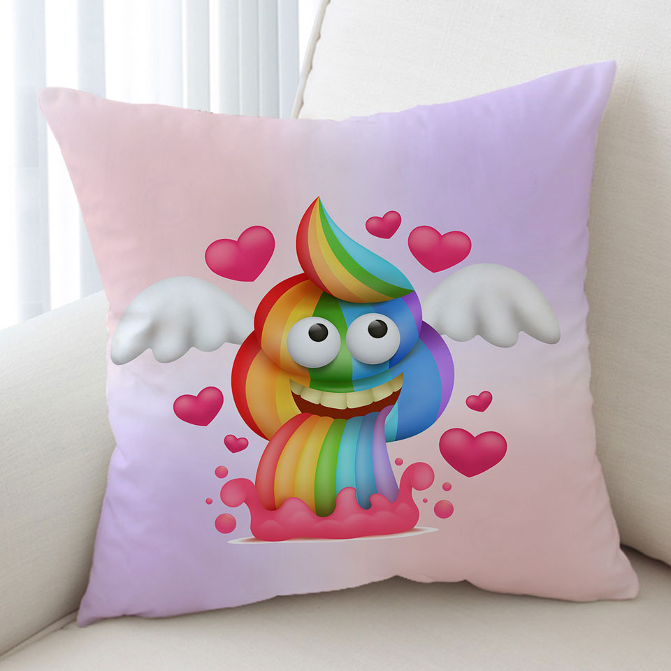 Funny Childrens Cushions Rainbow Poo