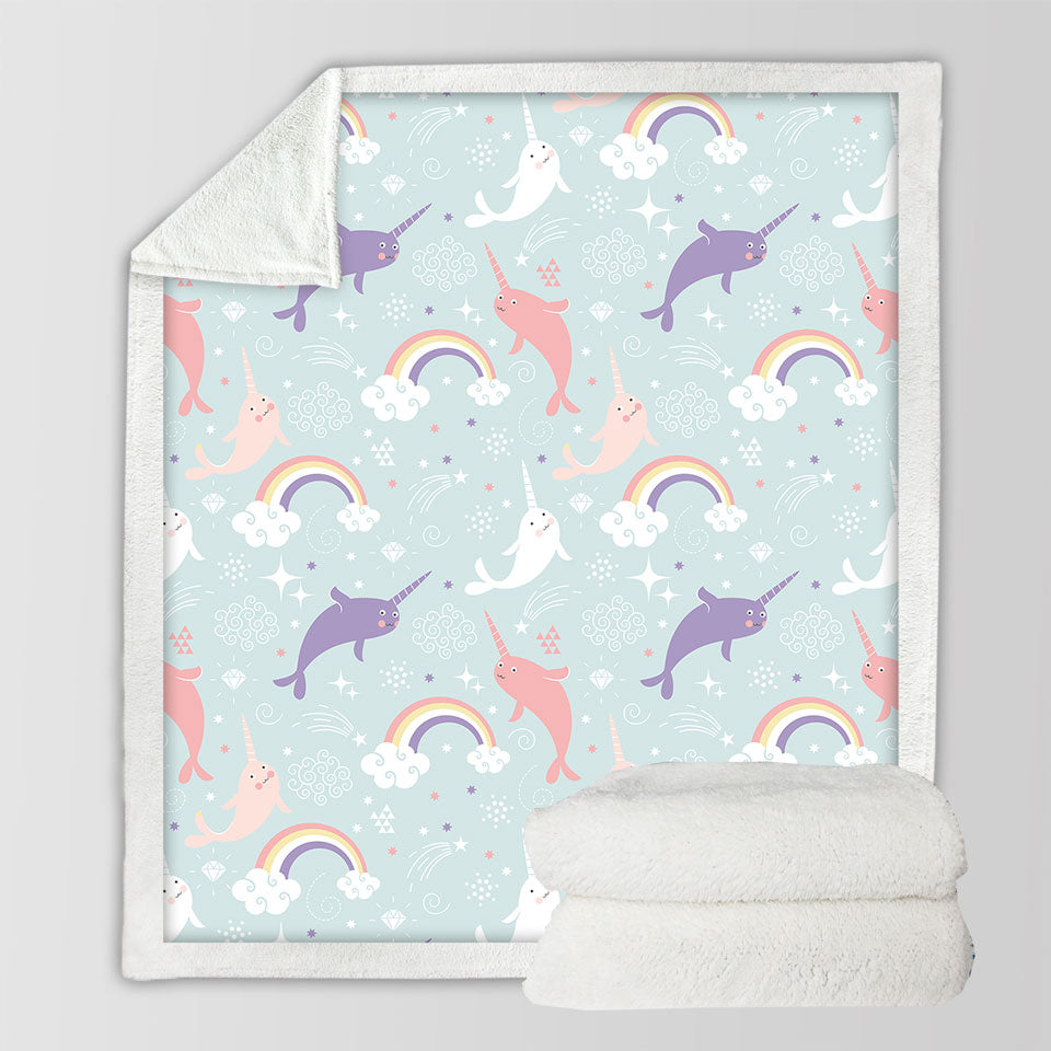 Funny Childrens Throws Cute Rainbow Unicorn Dolphin for Kids