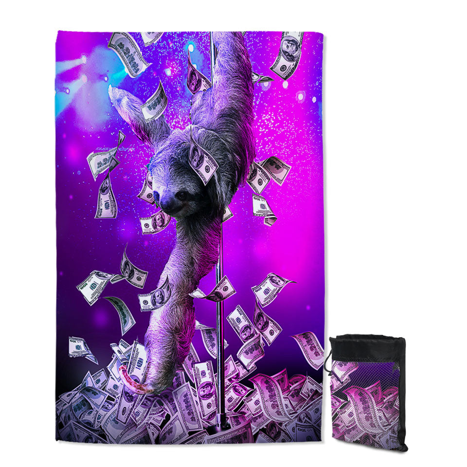 Funny Cool Art Dancing Pole Sloth Quick Dry Beach Towel