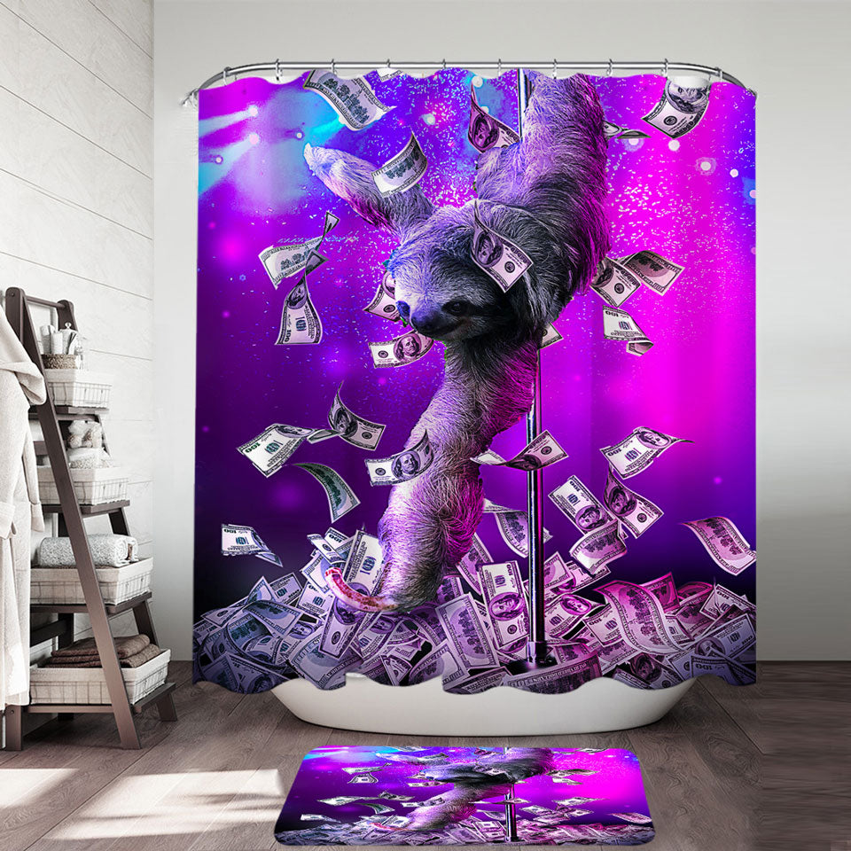Funny Cool Art Dancing Pole Sloth Shower Curtain