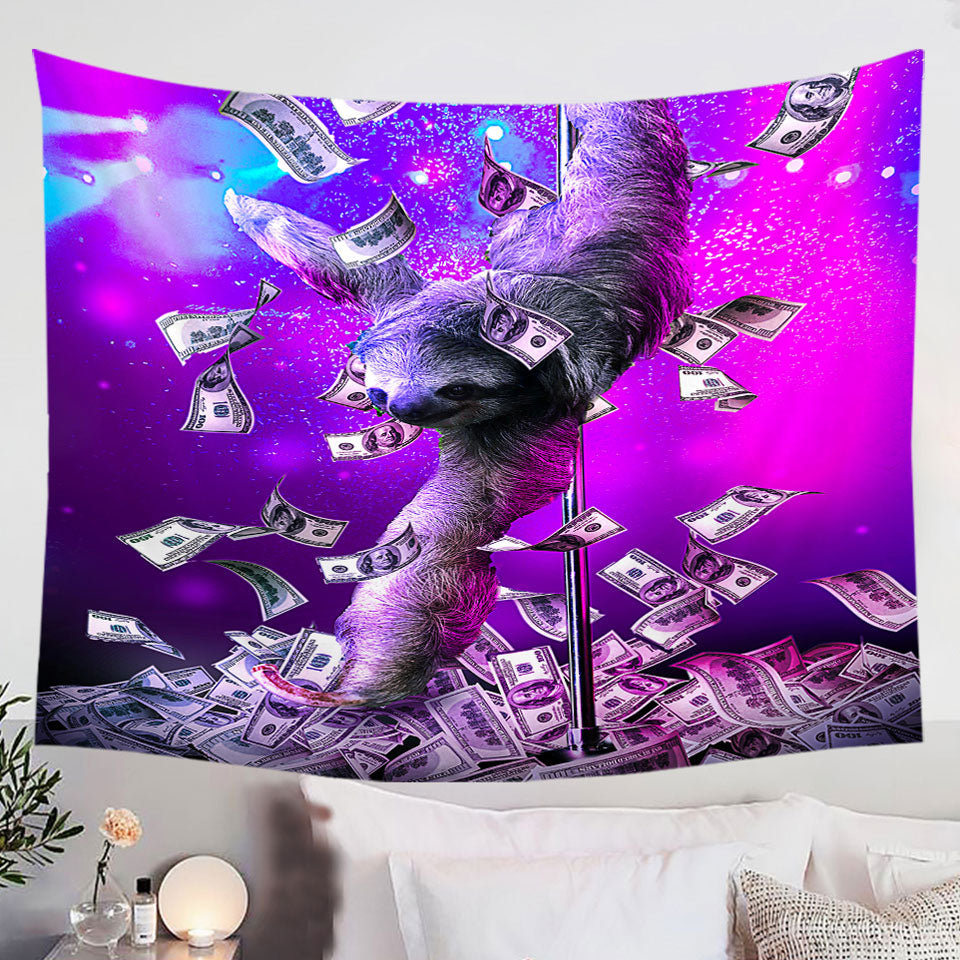 Funny-Cool-Art-Dancing-Pole-Sloth-Tapestry