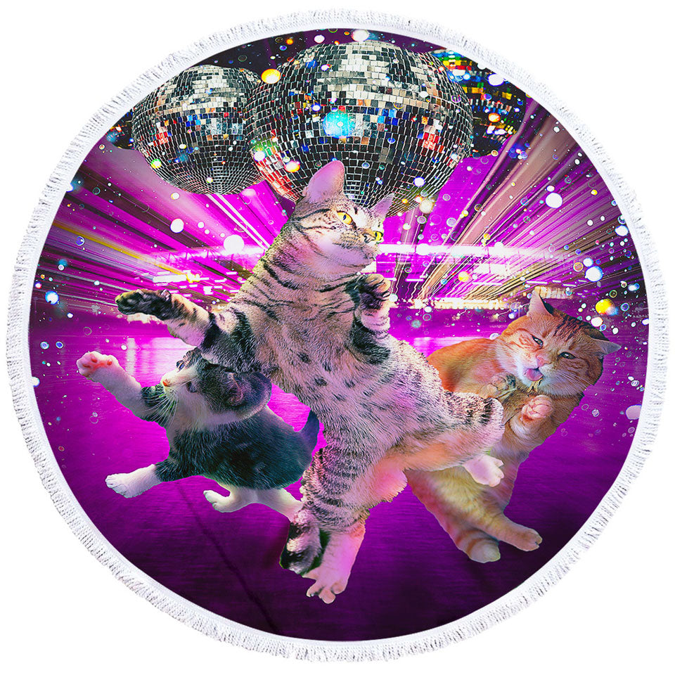 Funny Cool Party Disco Cat Big Beach Towels