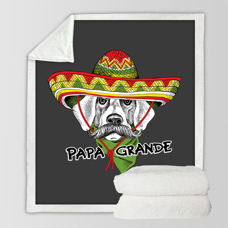 Funny Couch Throws with Mexican Dog Wearing Sombrero