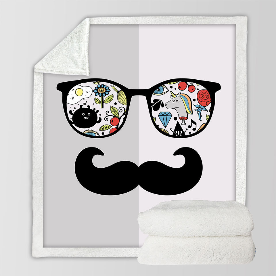 Funny Crazy Lightweight Blankets Drawings on Cool Glasses