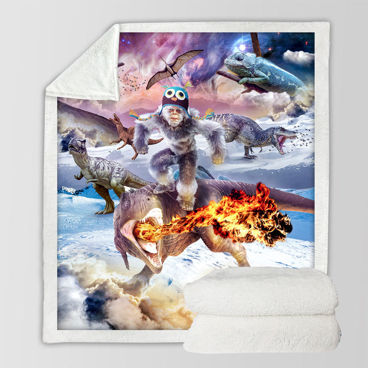 products/Funny-Crazy-Sherpa-Blankets-with-Bigfoot-Yeti-Sasquatch-Riding-Dinosaur