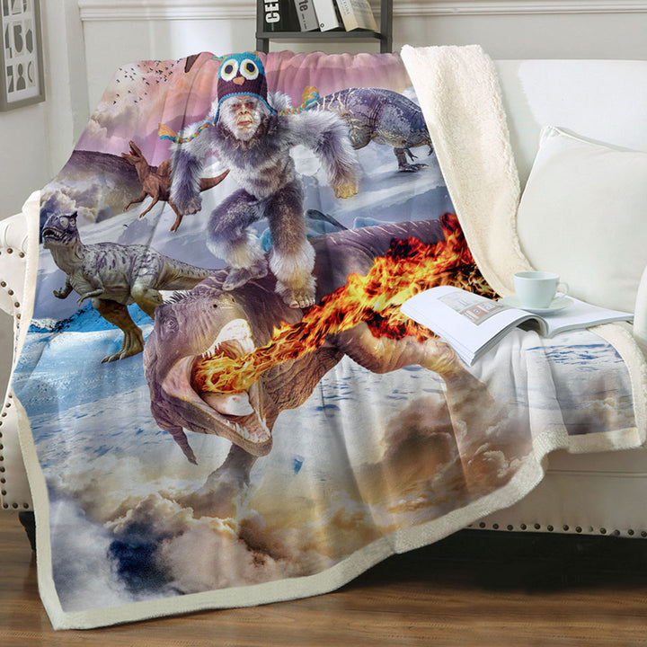 products/Funny-Crazy-Throw-Blanket-with-Bigfoot-Yeti-Sasquatch-Riding-Dinosaur