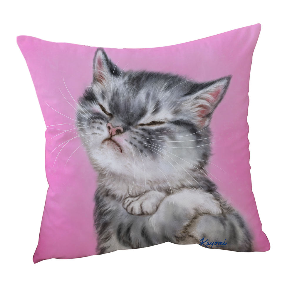 Funny Cushion Cats Angry Grey Tabby Kitty Cat