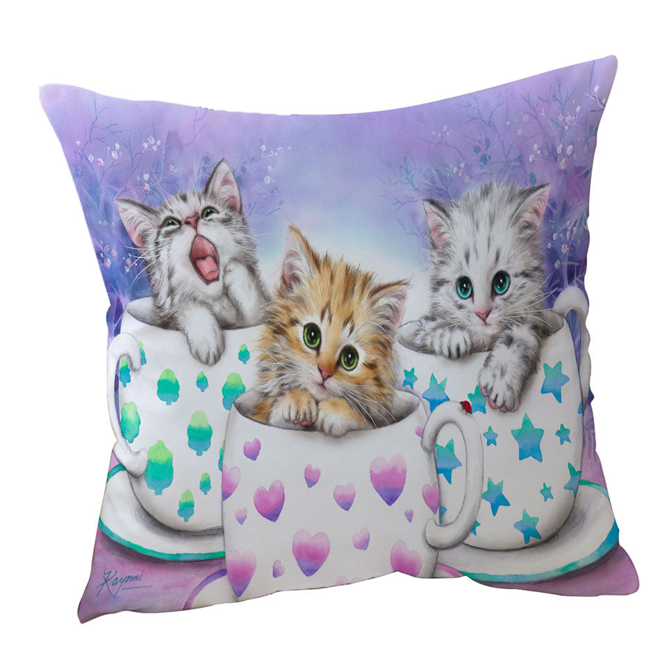 Funny Cushion Cats Art Coffee Cups with Cute Kittens
