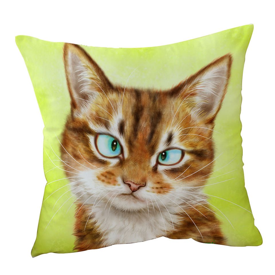 Funny Cushion Covers Cat Drawings Upset Gingal Kitty