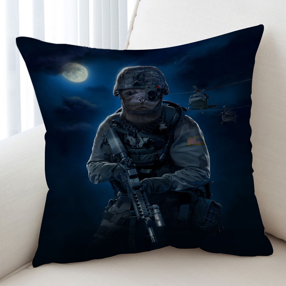 Funny Cushion Covers Cool Animal Artwork the US Navy Seal Cushion