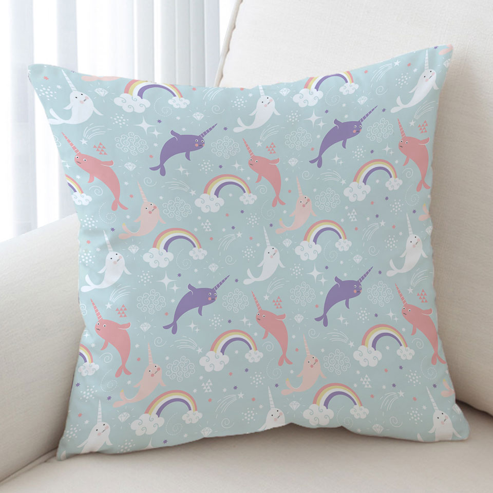 Funny Cushion Covers Cute Rainbow Unicorn Dolphin for Kids
