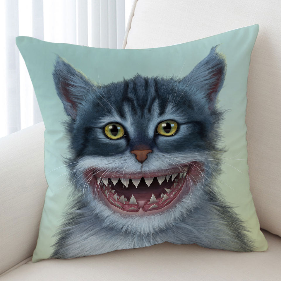 Funny Cushion Covers and Cool Animal Artwork Sharkitten Shark vs Cat