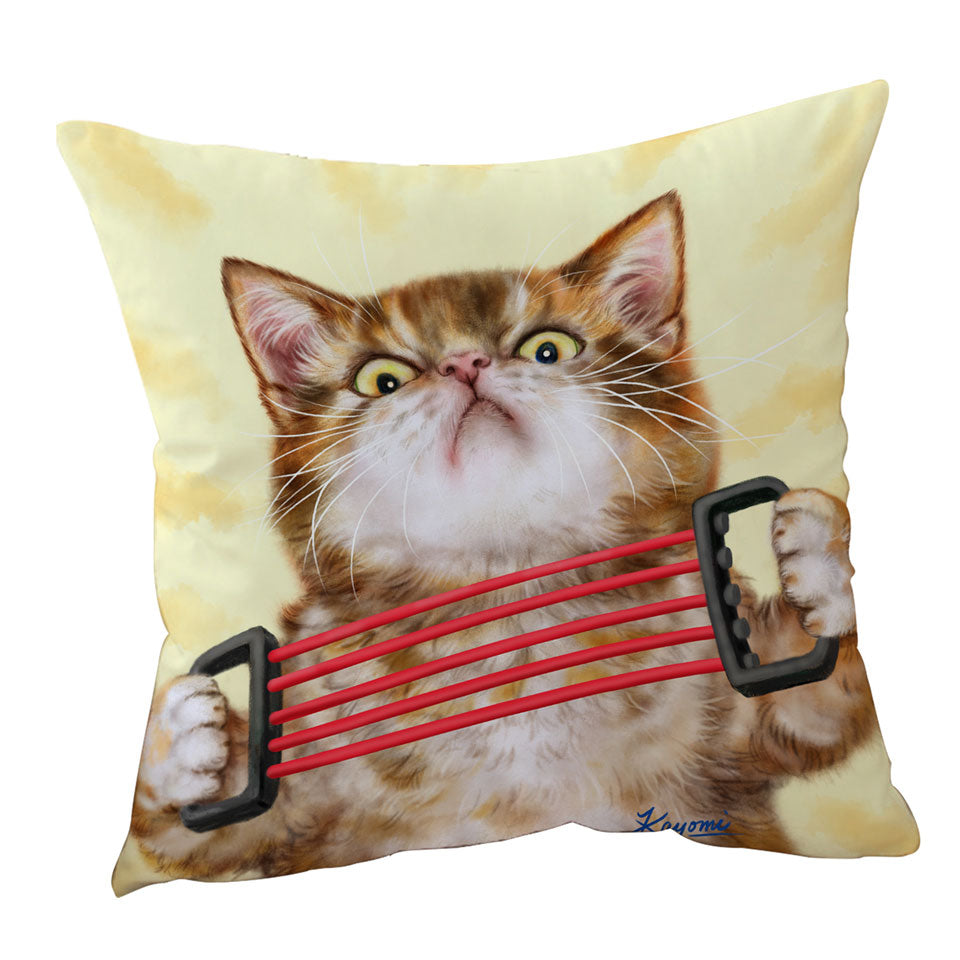 Funny Cushion Covers and Pillows Kittens Tabby Cat Doing Exercise