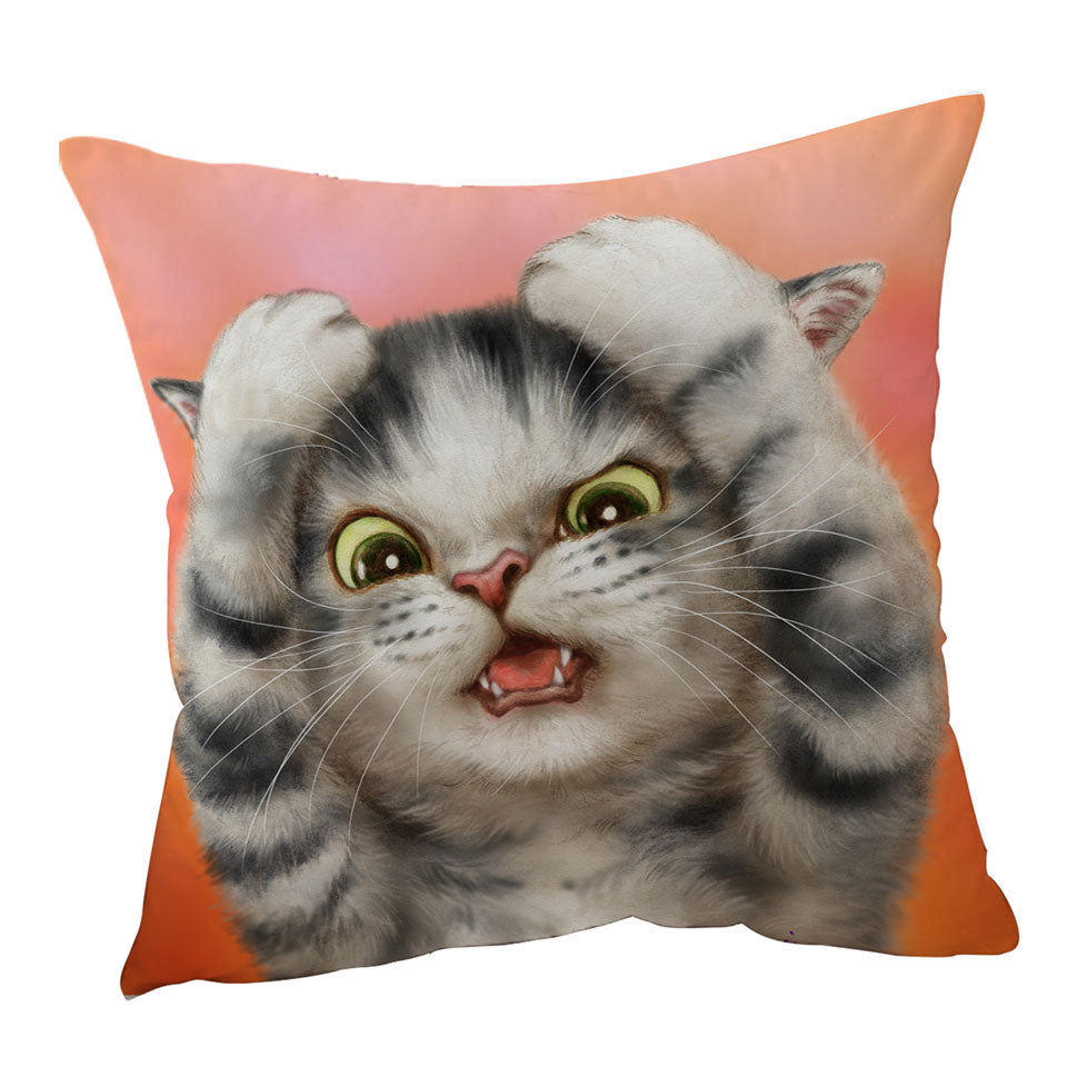 Funny Cushion Covers with Cats Cute Kitten Surprised