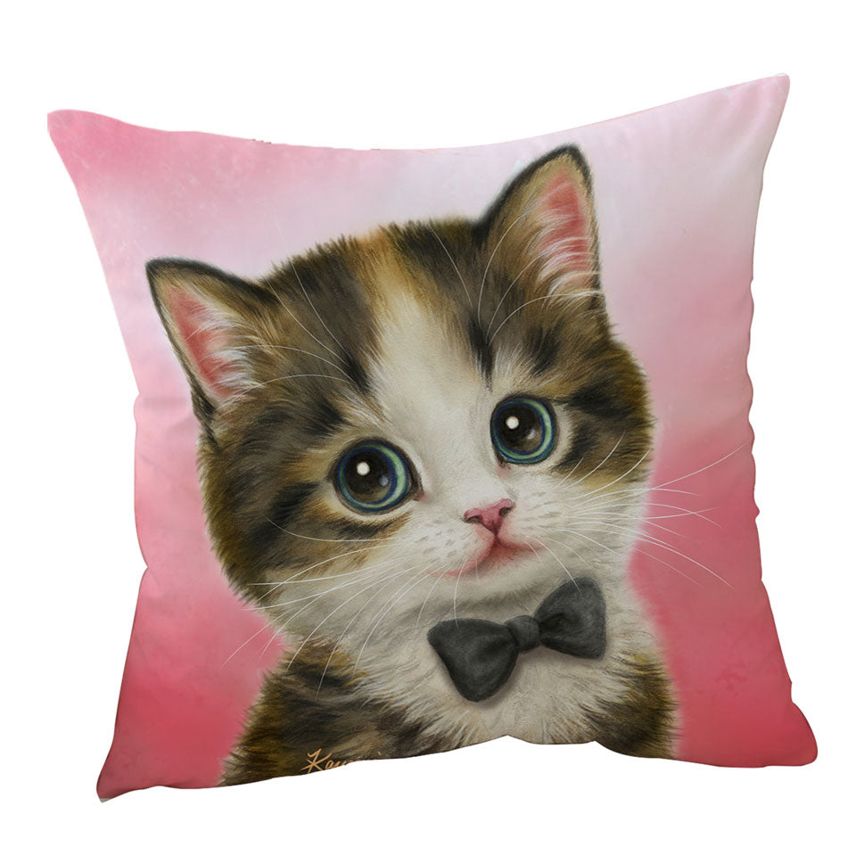 Funny Cushions Cat Art Adorable Gentleman Kitten