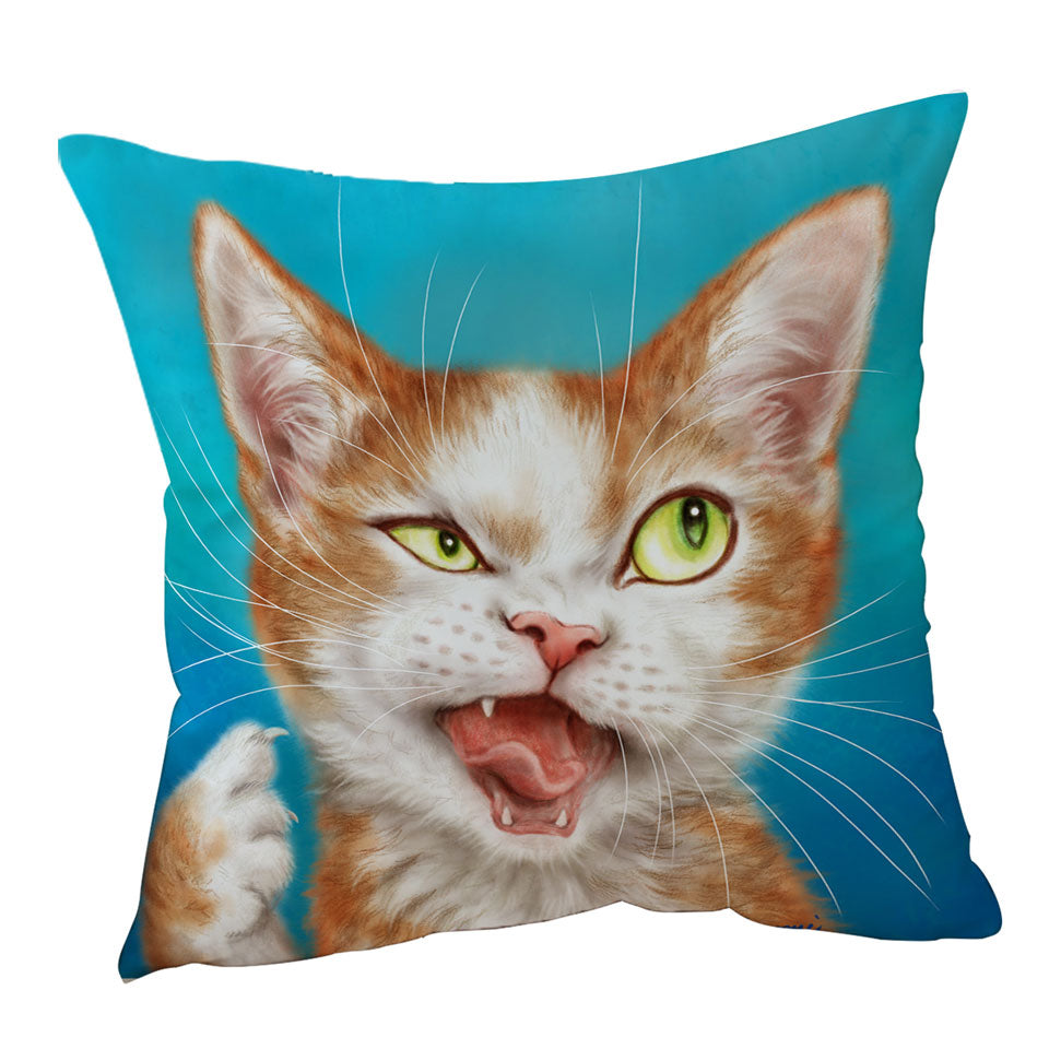 Funny Cushions Cat Drawings Cool Looking Kitty