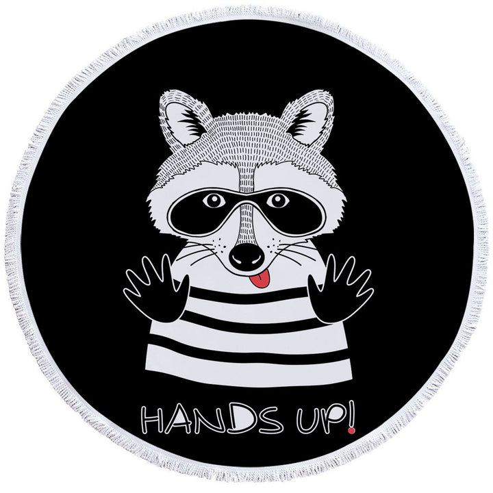 Funny Cute Big Beach Towels Feature Prisoner Raccoon