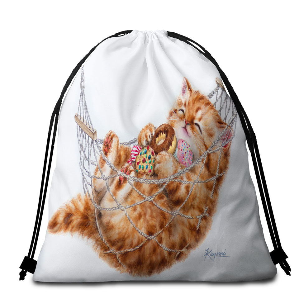 Funny Cute Cats Beach Towel Bags Happy Hammock Kitten