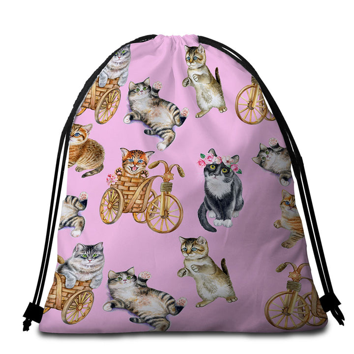 Funny Cute Cats Beach Towel Bags