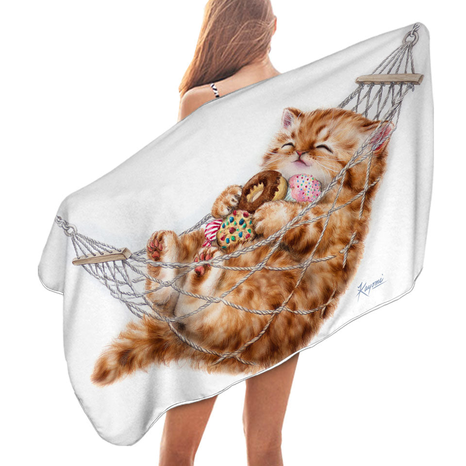 Funny Cute Cats Beach Towels Happy Hammock Kitten