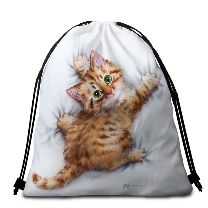 Funny Cute Cats Designs Hang on Ginger Kitten Beach Bags and Towels