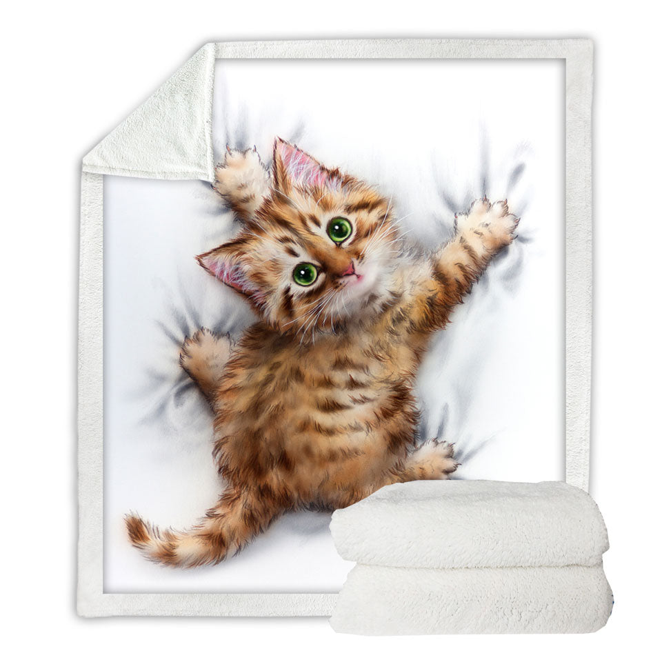 Funny Cute Cats Designs Hang on Ginger Kitten Sherpa Blanket