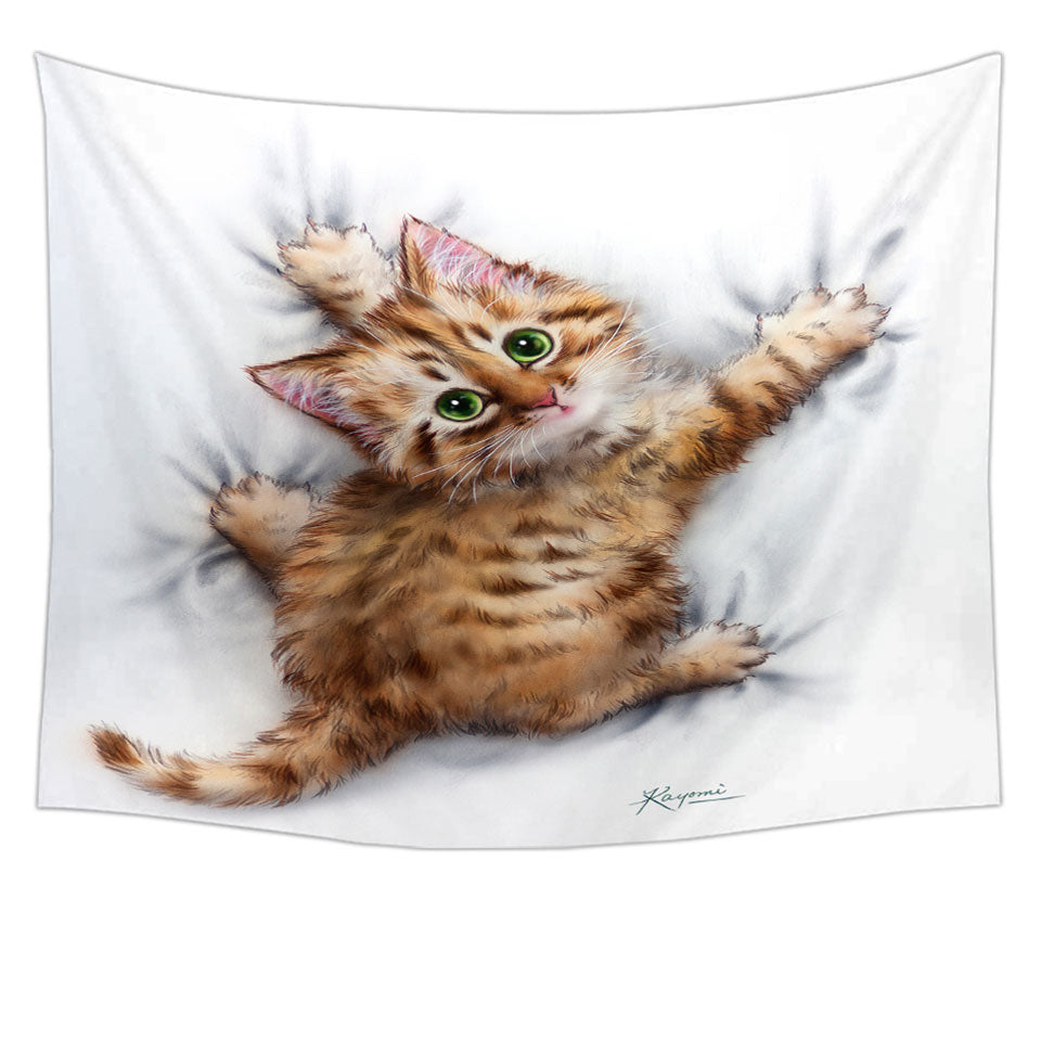Funny Cute Cats Designs Hang on Ginger Kitten Tapestry