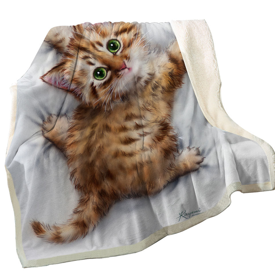 Funny Cute Cats Designs Hang on Ginger Kitten Throw Blanket