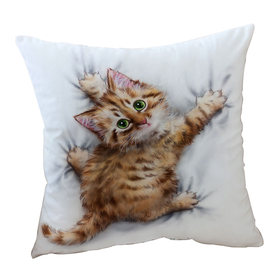 Funny Cute Cats Designs Hang on Ginger Kitten Throw Pillows