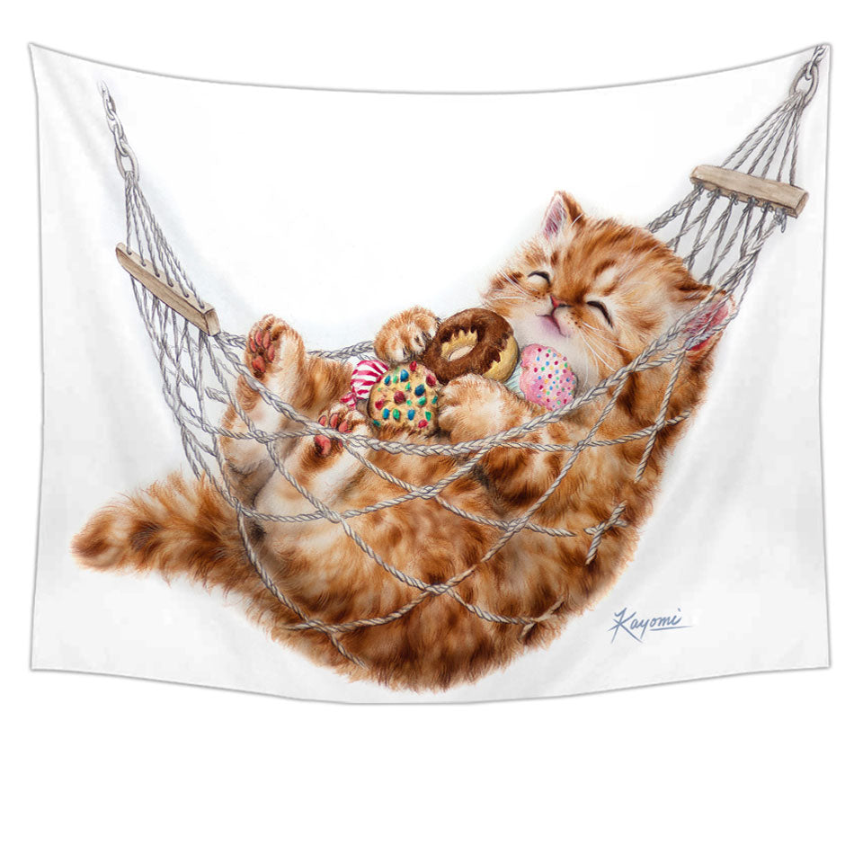 Funny Cute Cats Tapestry Happy Hammock Kitten