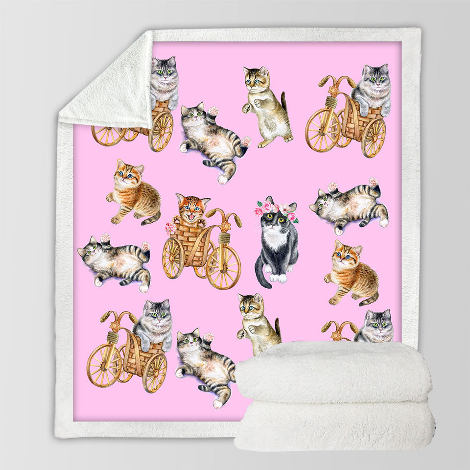 Funny Cute Cats Throw Blanket