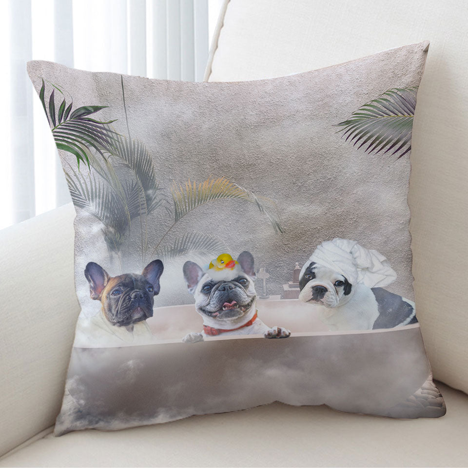 Funny Cute French Bulldog Cushion Cover Bath