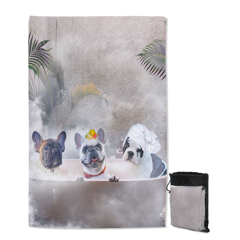 Funny Cute French Bulldog Travel Beach Towel Bath