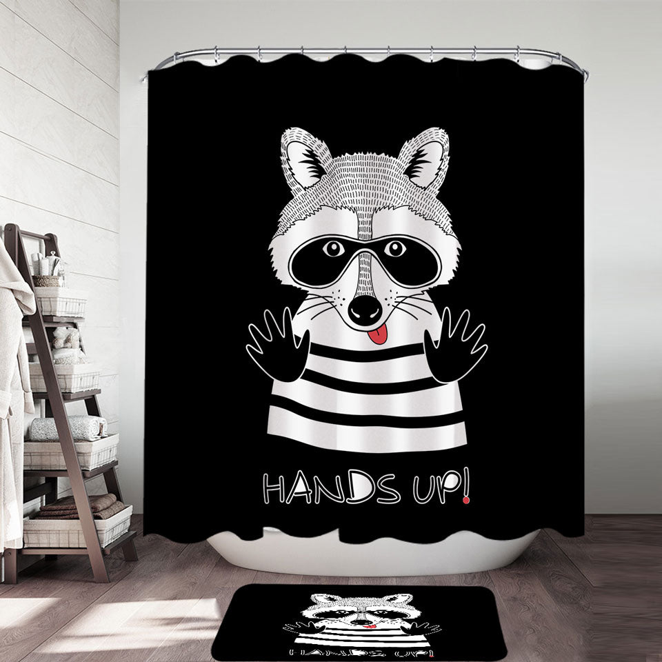 Funny Cute Prisoner Raccoon Shower Curtain