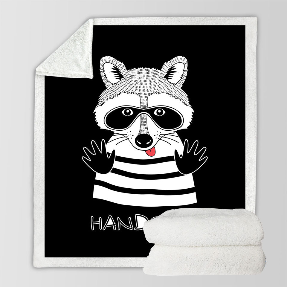 Funny Cute Prisoner Raccoon Throw Blanket