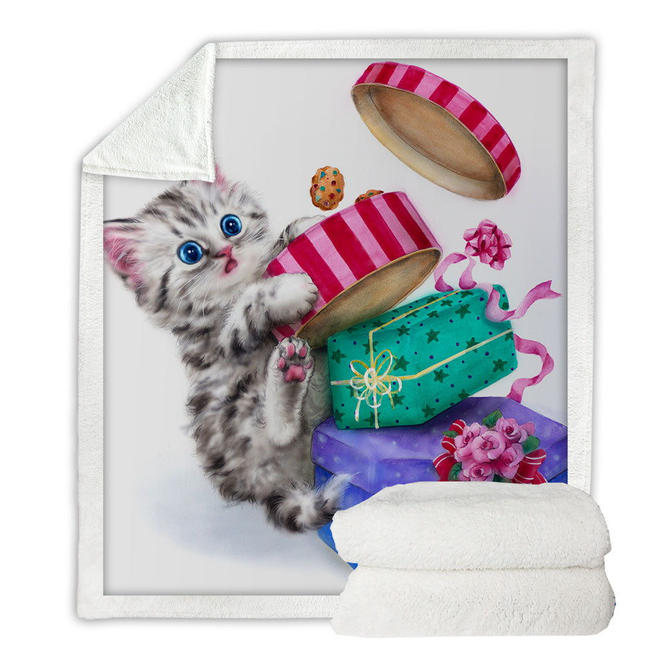 Funny Decorative Throws with Cute Christmas Gifts Thief Cookie Kitty Cat