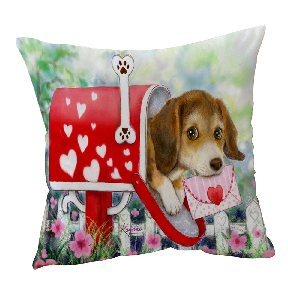 Funny Dog Mailbox Puppy with Hearts Cushion Covers