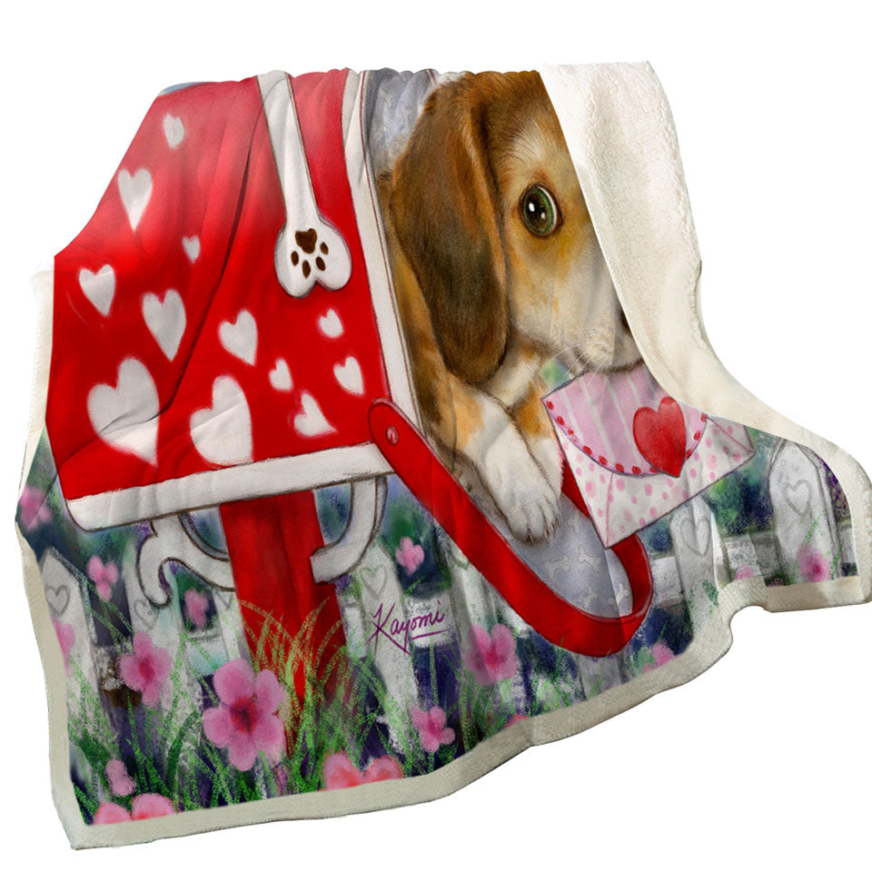 Funny Dog Mailbox Puppy with Hearts Throws