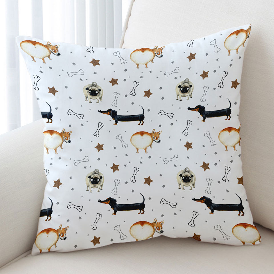 Funny Dogs and Bones Cushion Cover