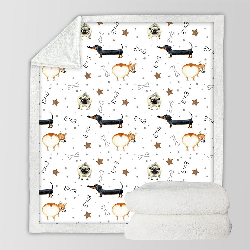 Funny Dogs and Bones Fleece Blankets