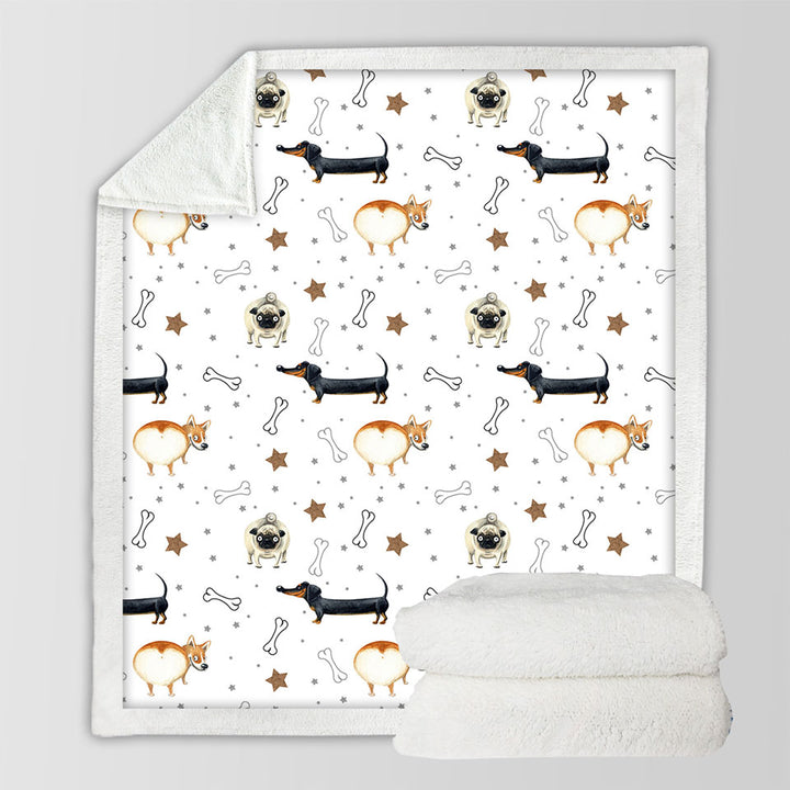 Funny Dogs and Bones Fleece Blankets