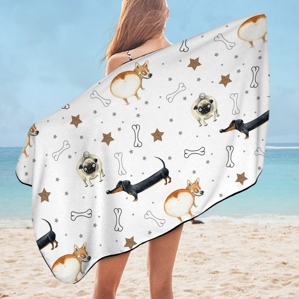 Funny Dogs and Bones Pool Towels