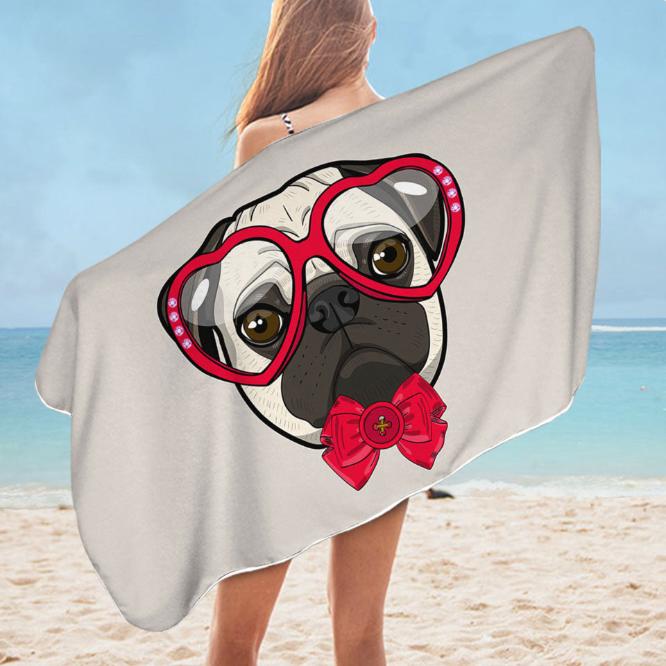 Funny Elegant Pug Dog Microfiber Beach Towel