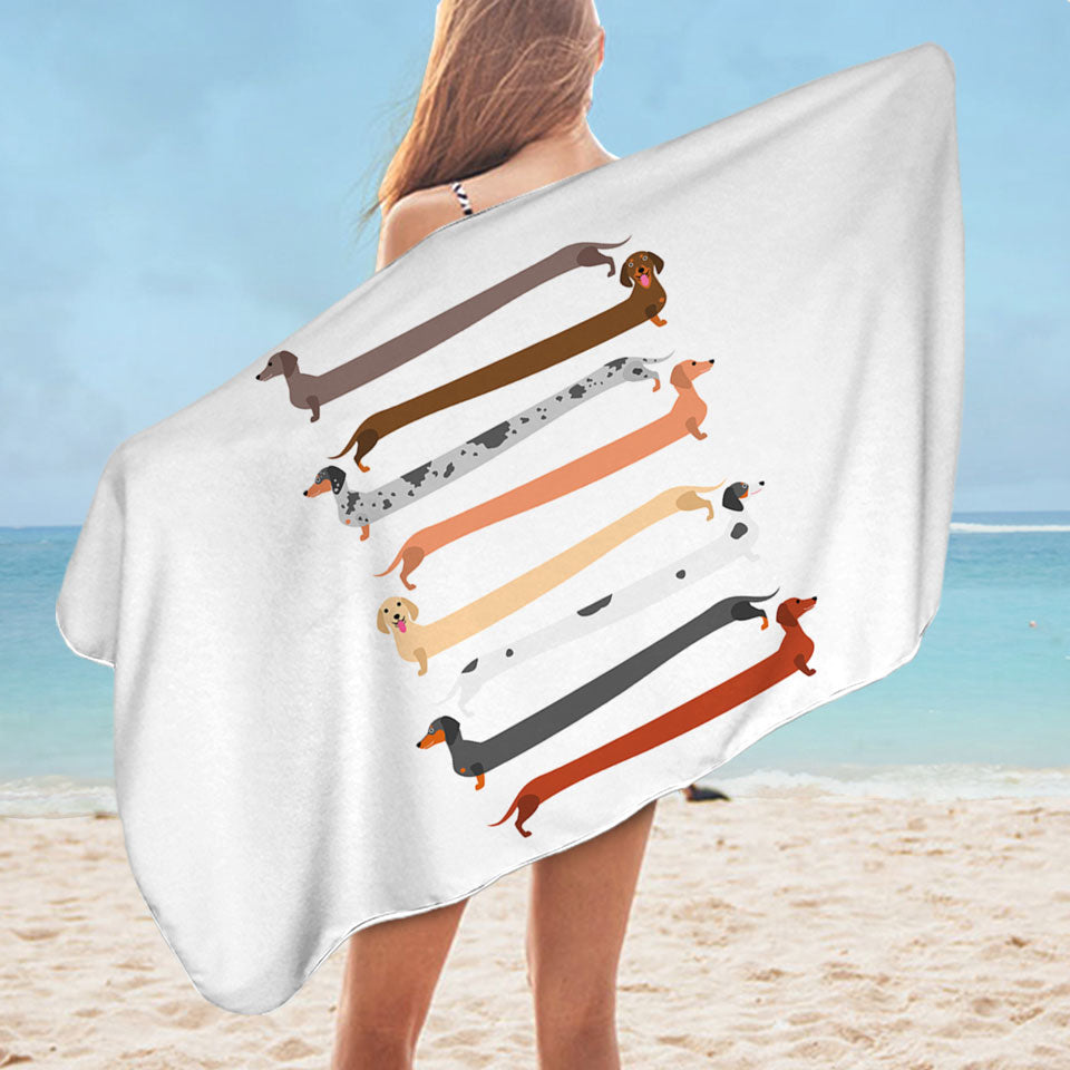 Funny Extra Long Dachshund Beach Towel