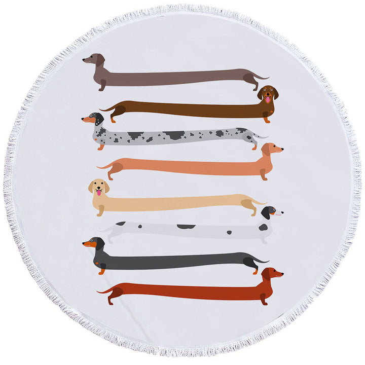 Funny Extra Long Dachshund Circle Beach Towel