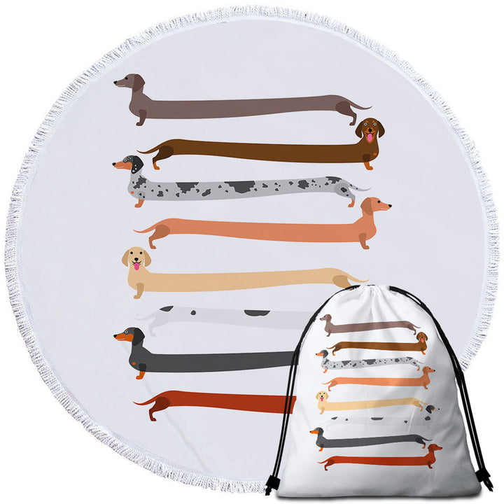 Funny Extra Long Dachshund Round Beach Towel