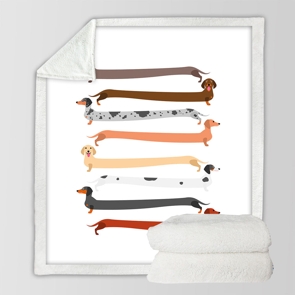 Funny Extra Long Dachshund Sherpa Blanket